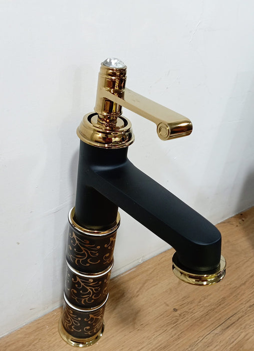 BASSINO Stylish Bathroom Faucet with Single Lever -Bathroom Basin Faucet of Brass - Hot and Cold Water Mixer Tap for Bathroom (Black) BTT_2070