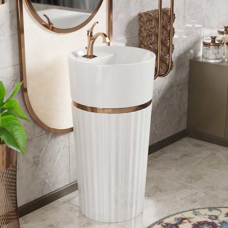 White Gloss Ceramic Pedestal Wash Basin