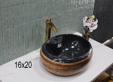 BASSINO  Art Ceramic Tabletop and Bathroom Wash Basin(Size-20x16inch)