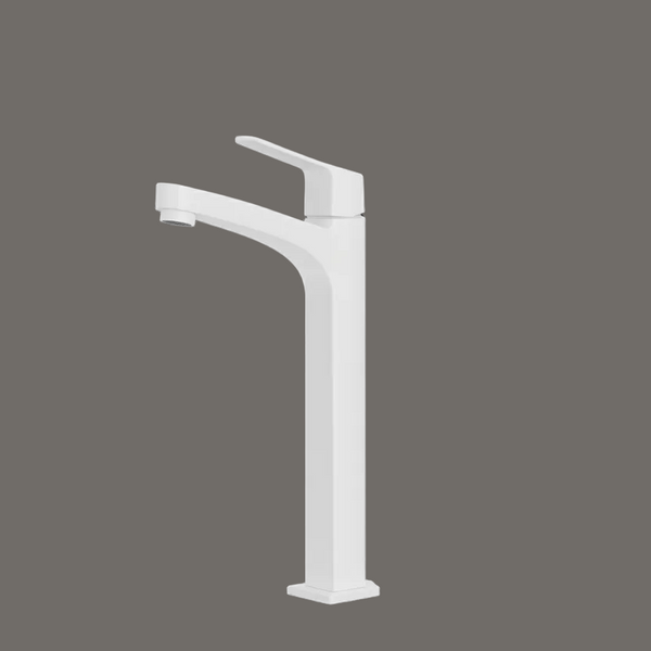 BASSINO Stylish Bathroom Basin faucets/Pillar Cock tap 12 inch Brass tap for Counter top/Table top Basin (SOLE SERIES, WHITE)