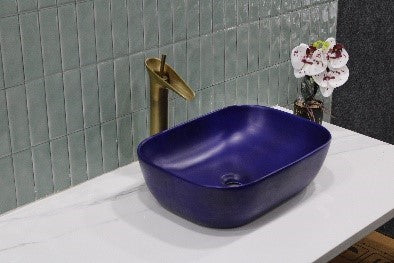 BASSINO  Art Ceramic Tabletop and Bathroom Wash Basin (Size-18x13inch) Matt