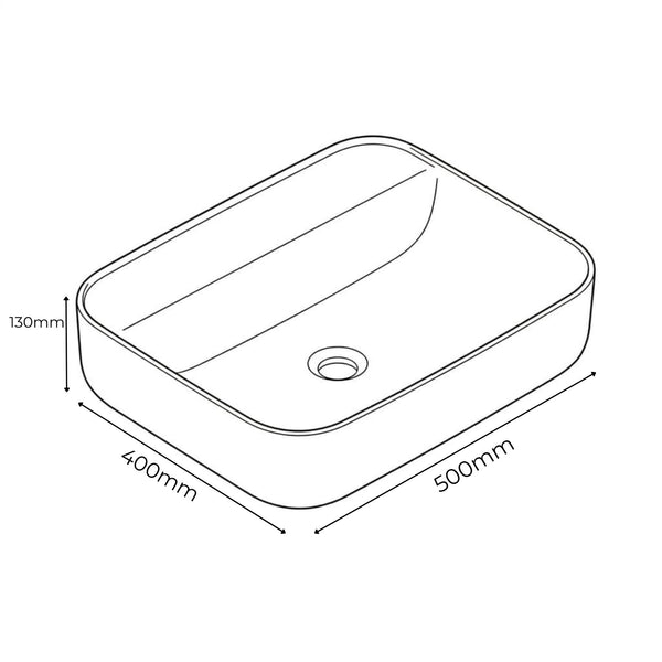 BASSINO Serene Sky Matte Blue Ceramic Vessel Sink with Tap hole (20 x 16 x 5 Inches)