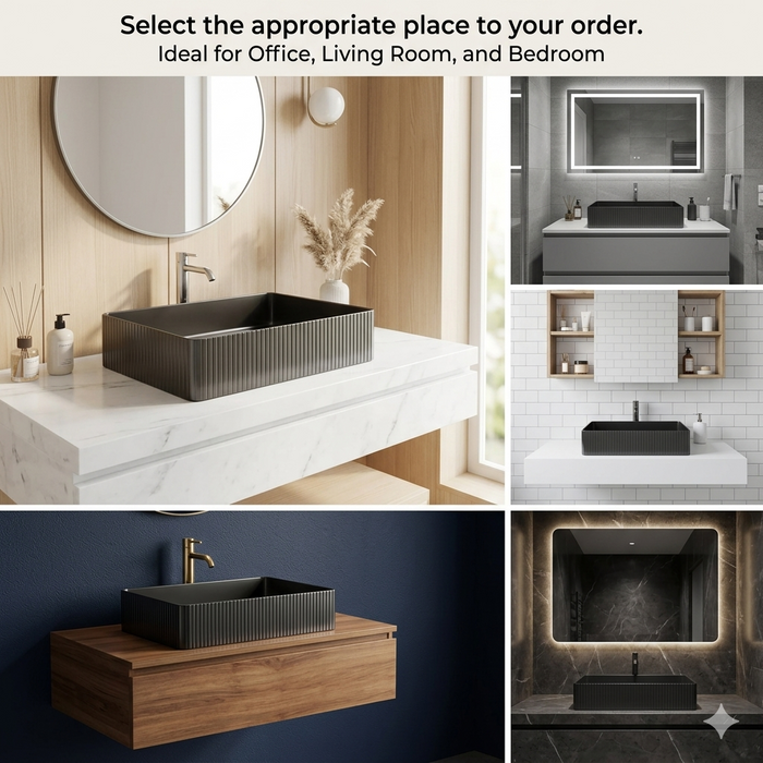 Modern Stainless Steel Countertop Wash Basin (500x352x110 mm) Black