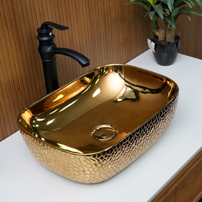 Designer Table Top Basin (18 x 13 x 5 In) BTT-11374-IN, Rose-gold