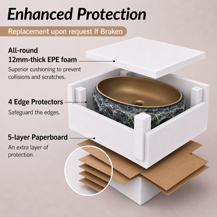 Modern Home Accent Countertop Wash Basin – Matt Artificial Stone Basin | 500×390×150 mm Brown