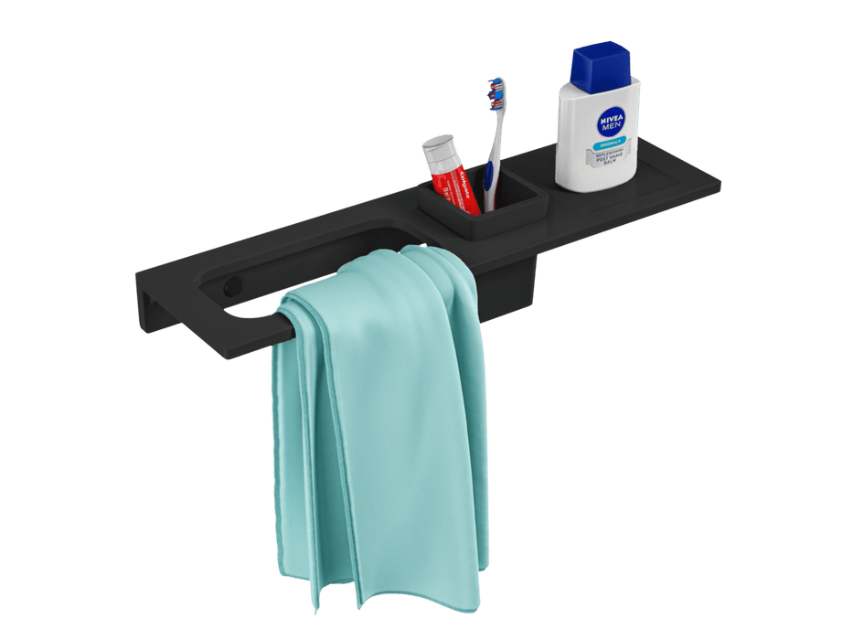 BASSINO Stylish Brush Holder With Napkin Stand Shelf For Bathroom-Glossy