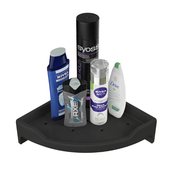 BASSINO Modern Corner Shelf 12'' x 12'' For Bathroom-Glossy Black