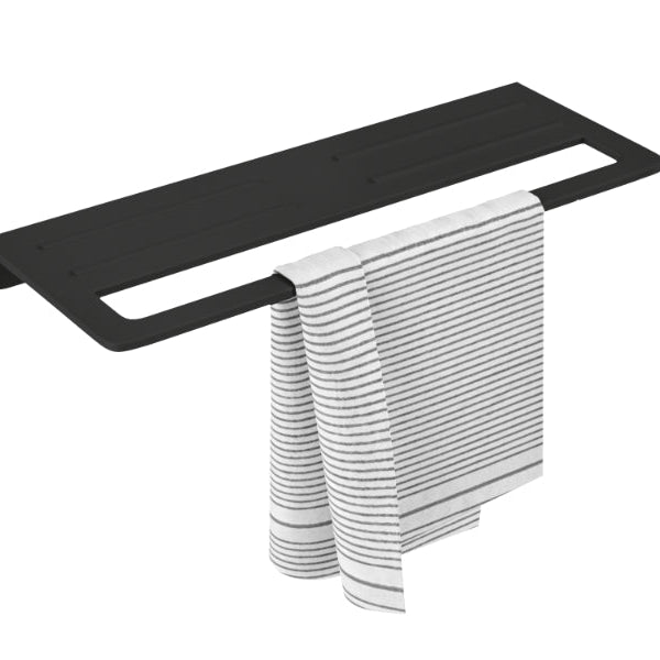 BASSINO Towel Rack With Towel Holder- Glossy 22" Length Black
