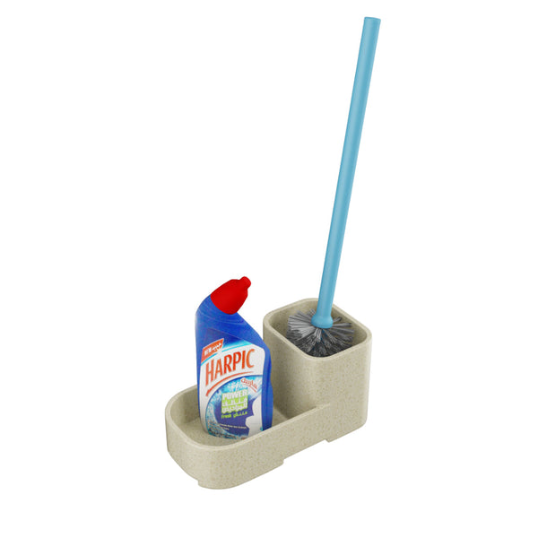 BASSINO Modern Toilet Brush With Cleaner Shelf Holder-Glossy Marble