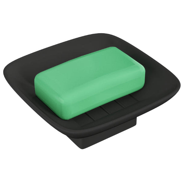 BASSINO Stylish Single Soap Dish For Bathroom-Glossy Black