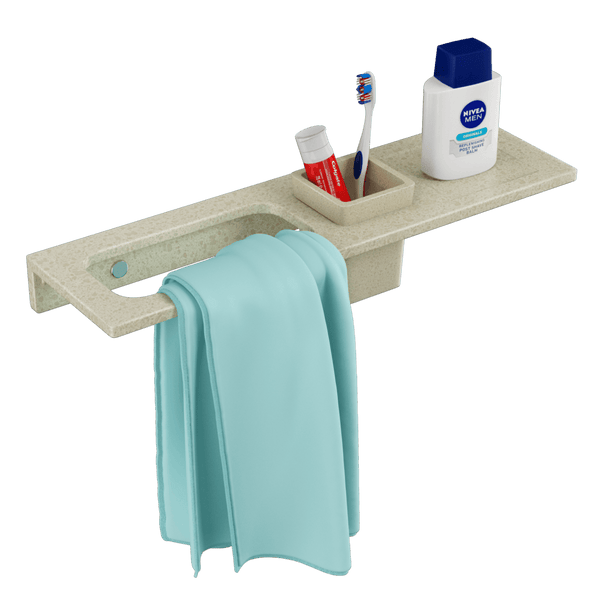 BASSINO Stylish Brush Holder With Napkin Stand Shelf For Bathroom-Glossy Marble | 3 in 1