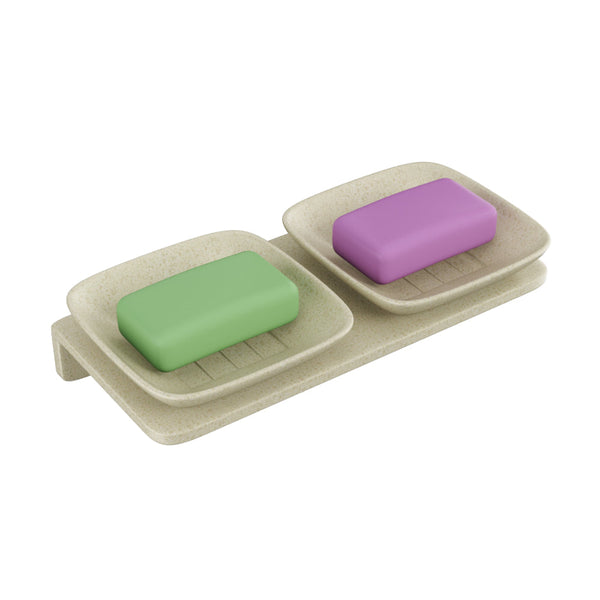 BASSINO Stylist Double Soap Dish For Bathroom-Glossy Marble