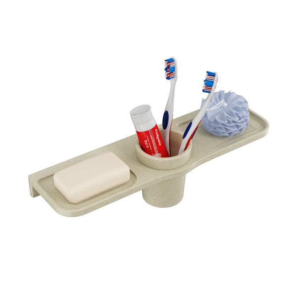 BASSINO Modern Double Soap Dish With Tumbler Holder-Glossy Marble