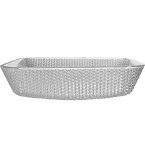 BASSINO Crystal Glass Wash Basin/Glossy Finish/Bathroom Sink/Table Top Wash Basin/Wash Basin For Bathroom(400x 400x 105 mm)