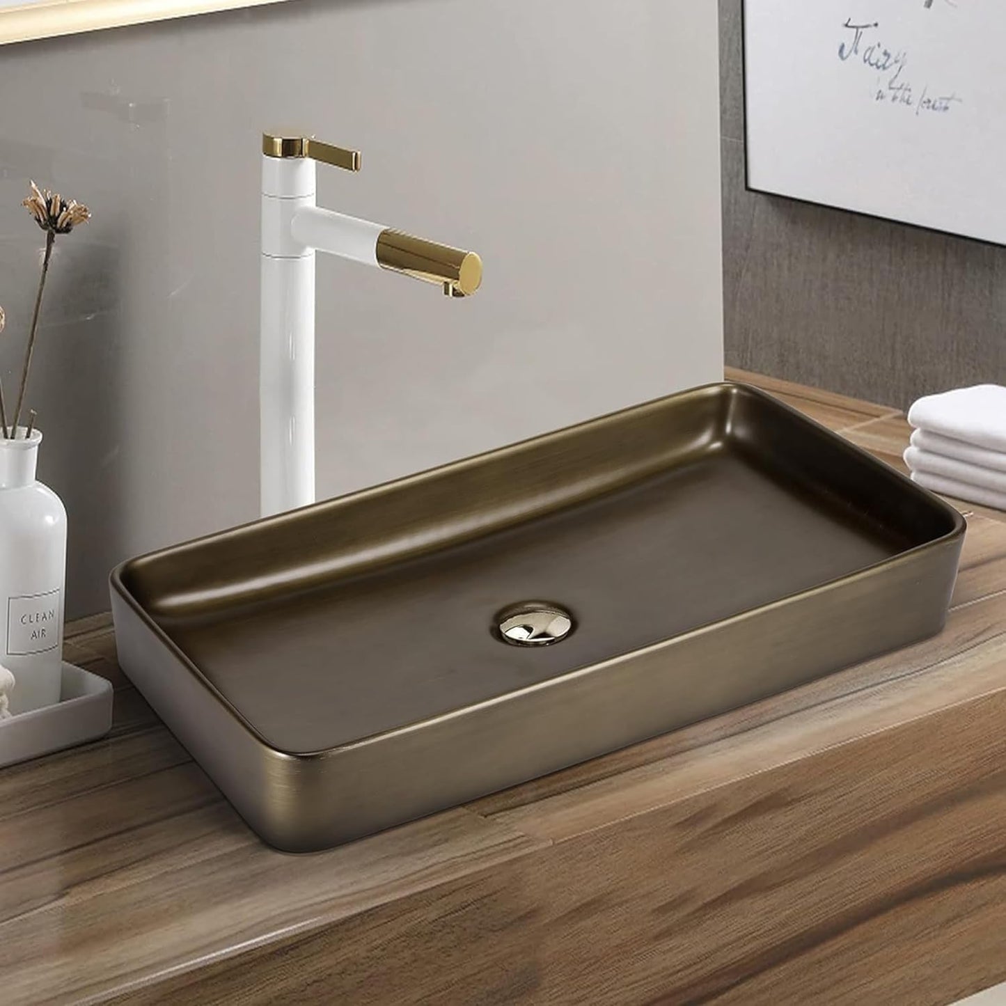 BASSINO Ceramic Wash Basin Countertop Tabletop Bathroom Sink Wash Basin(610x 350 x 110mm)