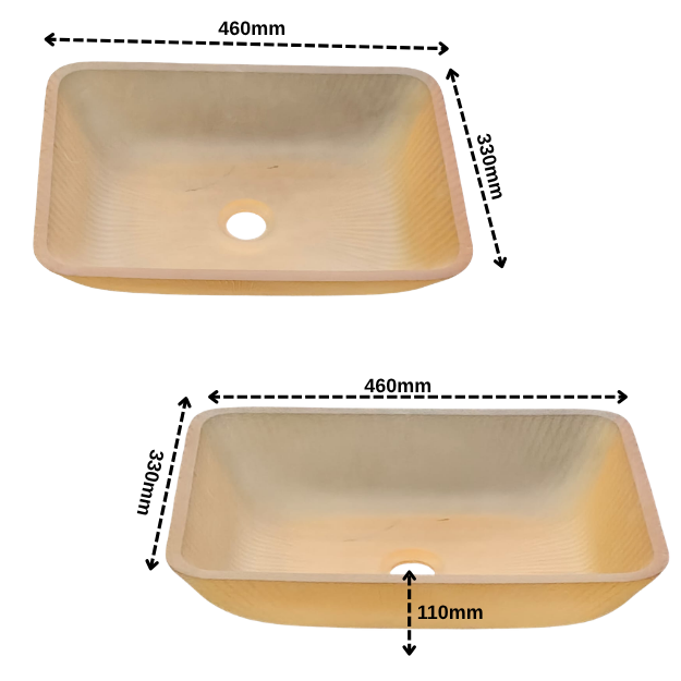 Bassino Frosted Glass Countertop Wash Basin – Premium Beige Vessel Sink (18" x 13" x 4")