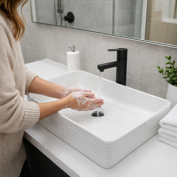 Bassino Rectangular Ceramic Countertop Wash Basin 24 x 13 x 5 Inch