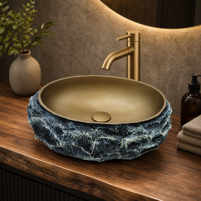 Modern Home Accent Countertop Wash Basin – Matt Artificial Stone Basin | 500×390×150 mm Brown
