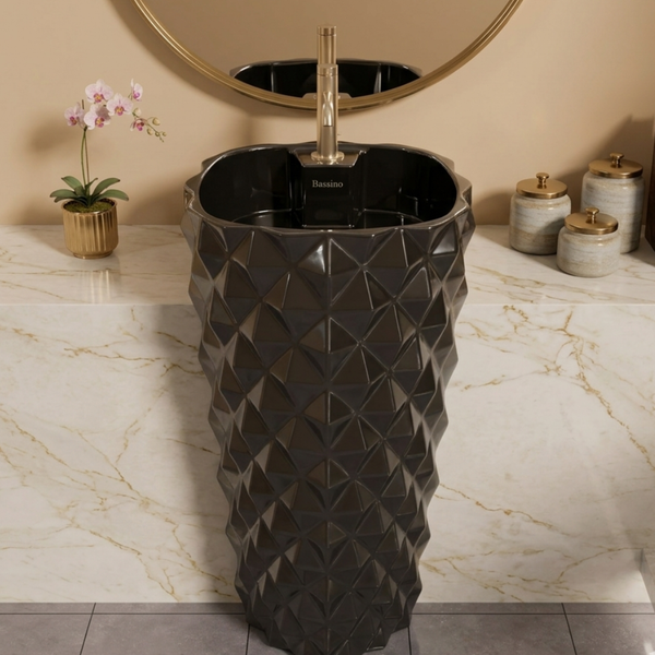 Ceramic Pedestal Wash Basin,BPB-657,size-17x17x32 Inch