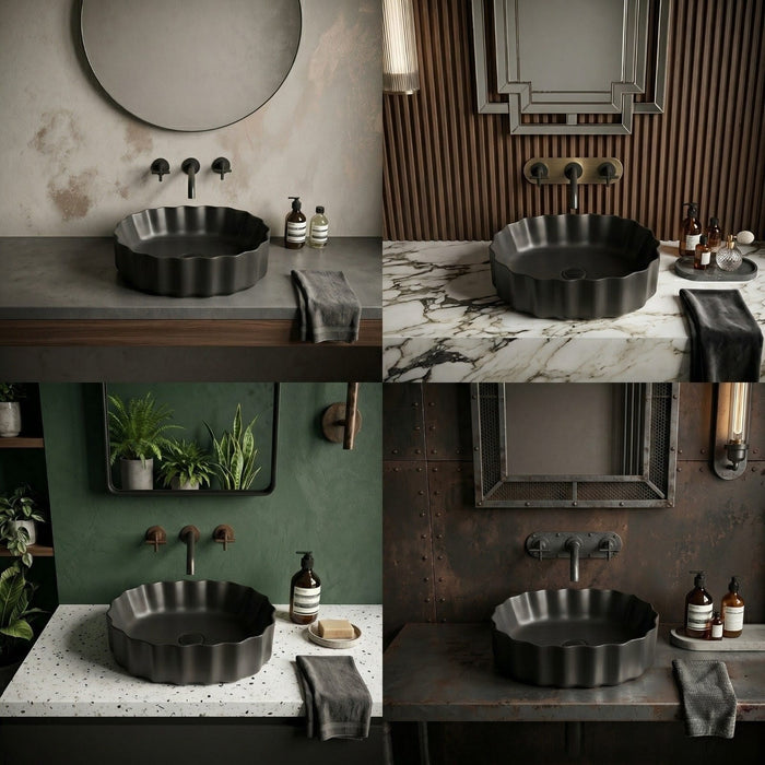 Premium Designer Table top Wash Basin (20x15x5.5 In) Black Matt