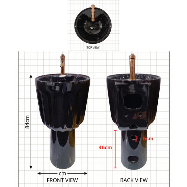 Ceramic Pedestal Wash Basin,US-2009 A(size-15x15x33 Inch)