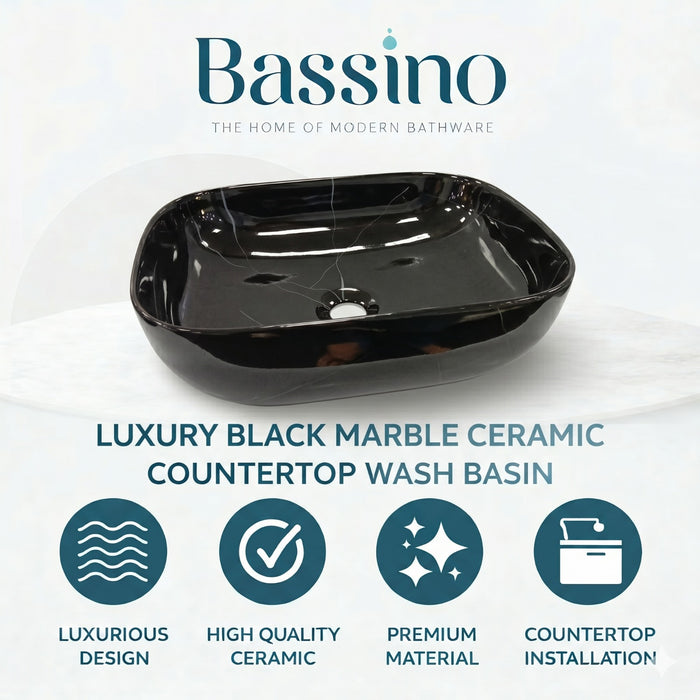Designer Table Top Basin (18x13x6 In) Black
