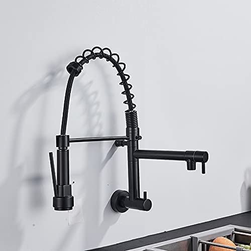 BASSINO Brass Wall-Mount Sink Tap for Kitchen Pullout Sink Tap Faucet Single Lever Kitchen Faucet-Kitchen Water Tap (Chrom MATT) (BTT-2103)