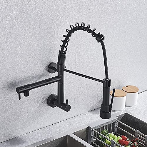 BASSINO Brass Wall-Mount Sink Tap for Kitchen Pullout Sink Tap Faucet Single Lever Kitchen Faucet-Kitchen Water Tap (Chrom MATT) (BTT-2103)