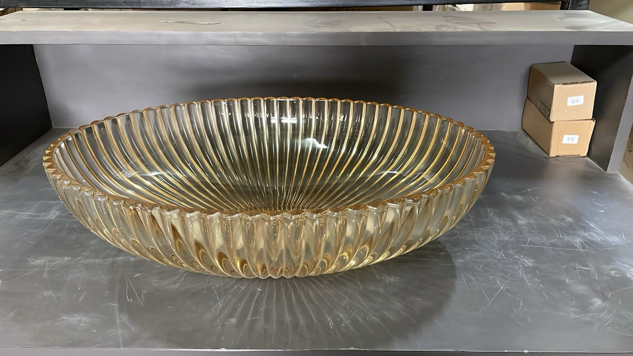 Premium Glass Table Top Wash Basin, Transparent Finish (530x350x150 MM)