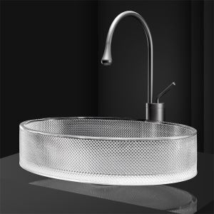 BASSINO Crystal Glass Wash Basin/Glossy Finish/Bathroom Sink/Table Top Wash Basin/Wash Basin For Bathroom(490x 380x 120 mm)