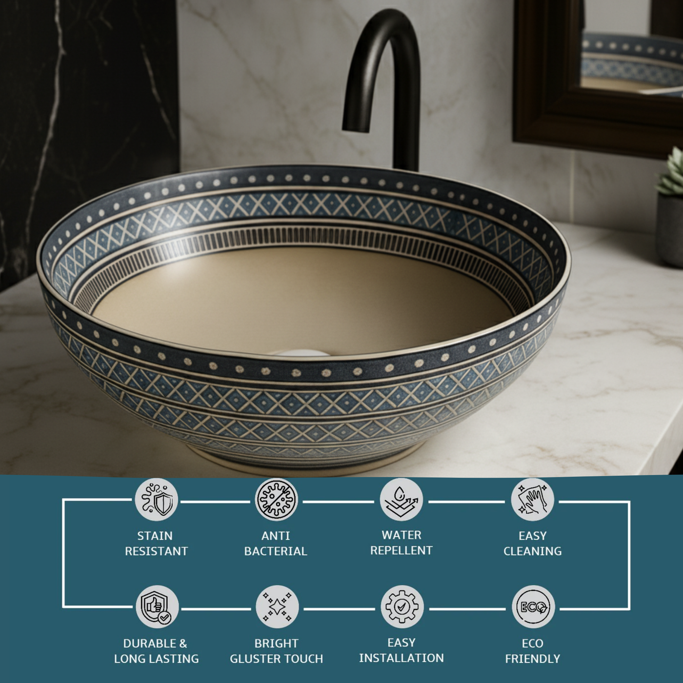 Designer Round Ceramic Countertop Basin - Classic Beige (16 x 16 x5 In ...