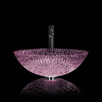 BASSINO Crystal Glass Wash Basin/Glossy Finish/Bathroom Sink/Table Top Wash Basin/Wash Basin For Bathroom(395x 395x 130 mm)