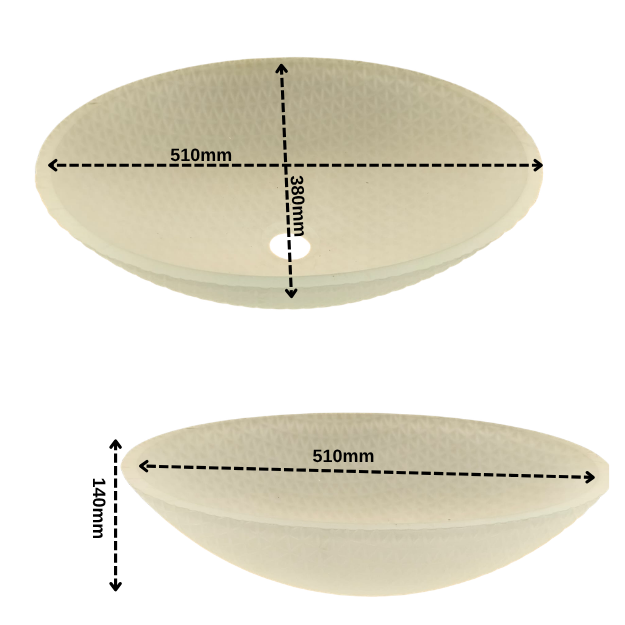 Bassino Frosted Glass Oval Countertop Wash Basin – Textured Vessel Sink (20" x 15" x 6")
