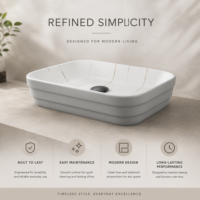 Double Color Matt Marble Bathroom Sink Rectangular Countertop Wash Basin (20" × 14" × 5"IN) Grey