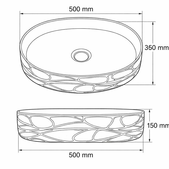 BASSINO Gilded Obsidian Abstract Vessel Sink (20 x 14 x 6 Inches)