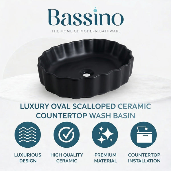 Premium Designer Table top Wash Basin (20x15x5.5 In) Black Matt