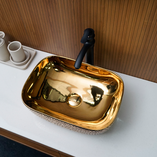 Designer Table Top Basin (18 x 13 x 5 In) BTT-11374-IN, Rose-gold