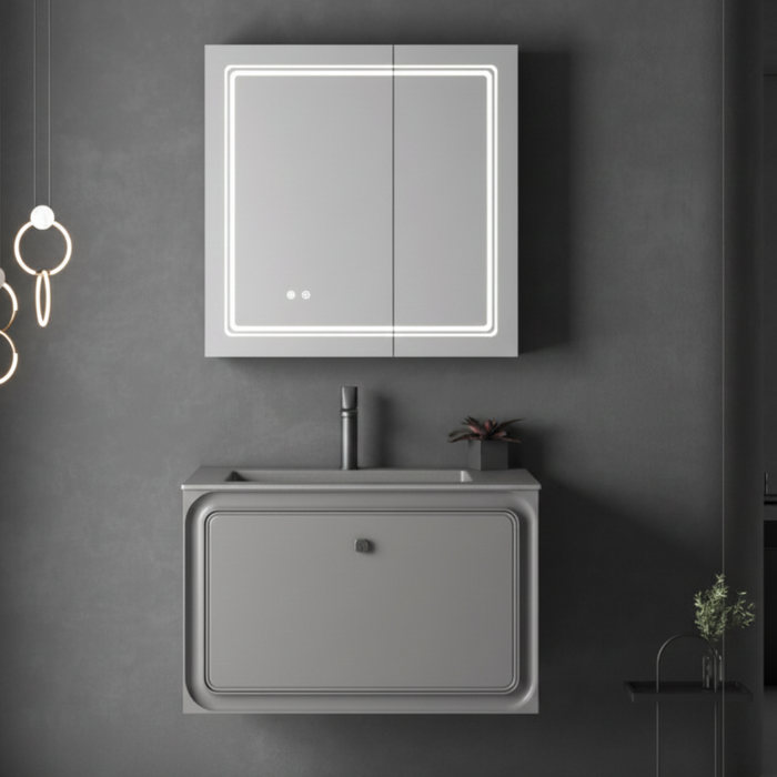 Luxury Bathroom Vanity | Smart Touch LED Mirror + 3C Defogging Light + Aluminite Basin | 800mm Wall Mounted Cabinet