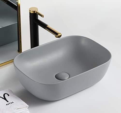 Modern Matte Grey Ceramic Table Top Basin (18x13x5.5 In) BTT-1048-IN