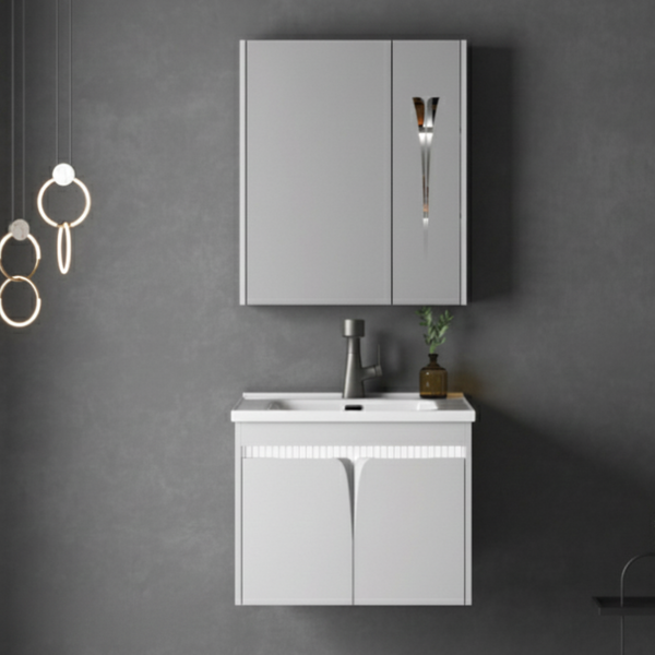 Modern Wall-Mounted Bathroom Vanity Set with Motion Sensor & Ceramic Basin | 600 mm