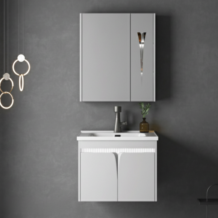 Modern Wall-Mounted Bathroom Vanity Set with Motion Sensor & Ceramic Basin | 600 mm