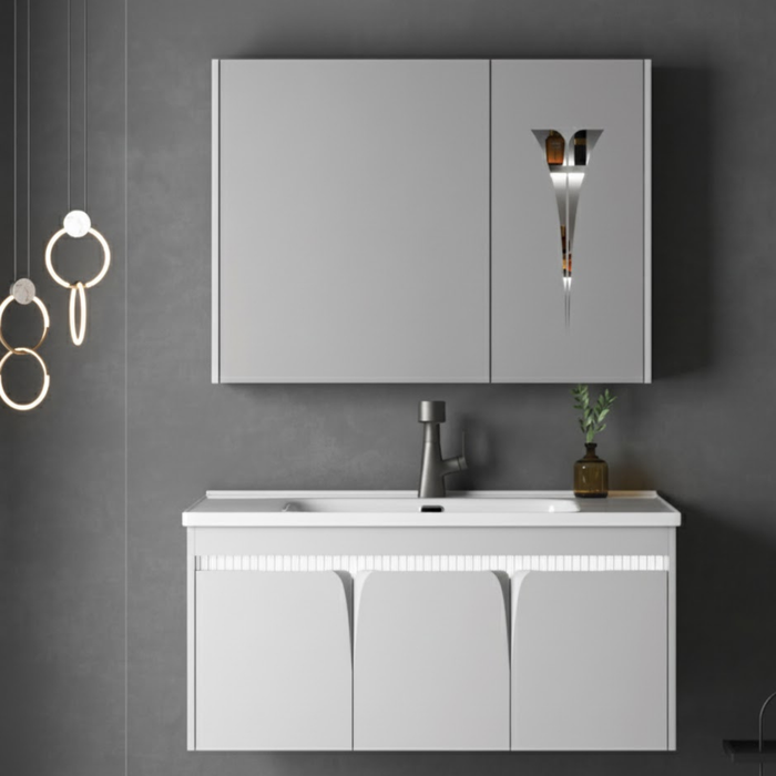Modern Wall-Mounted Bathroom Vanity Set with Motion Sensor & Ceramic Basin | 1000 mm