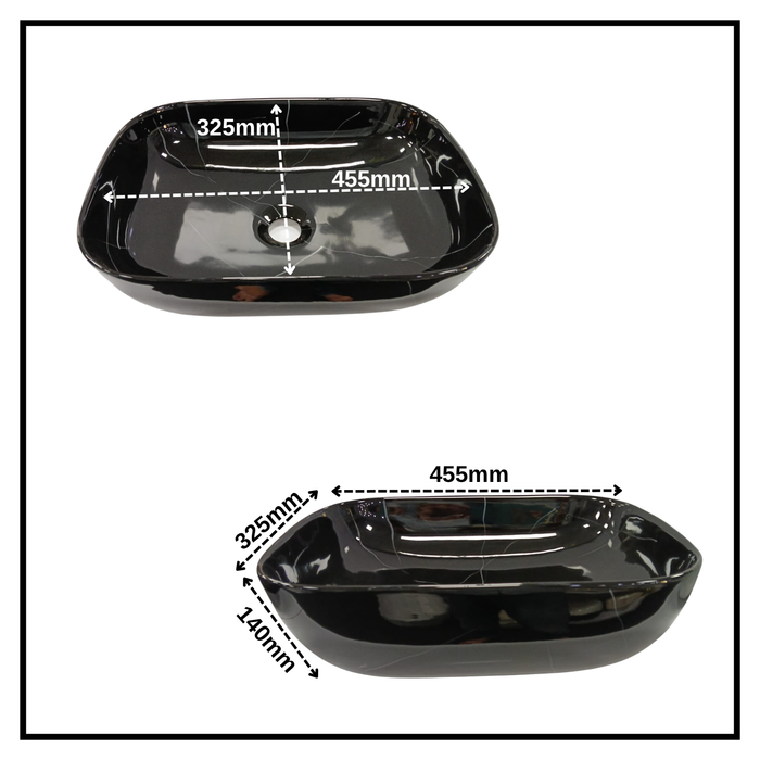Designer Table Top Basin (18x13x6 In) Black