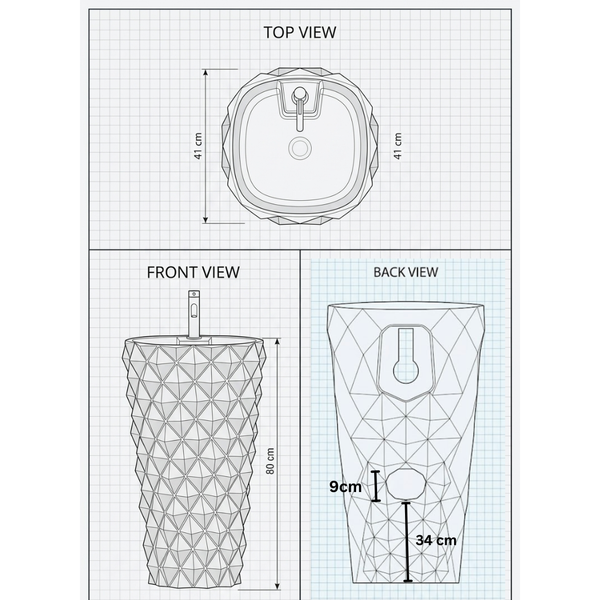 Ceramic Pedestal Wash Basin,BPB-657,size-17x17x32 Inch