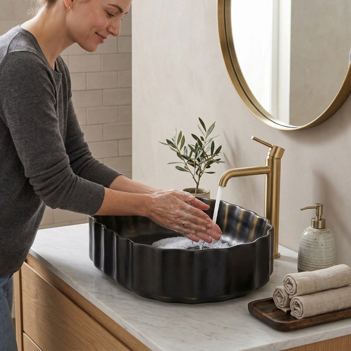 Premium Designer Table top Wash Basin (20x15x5.5 In) Black Matt