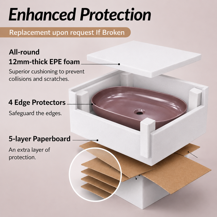 Bassino Oval Table Top Wash Basin | Premium Countertop Bathroom Sink | Matte Pink Basin 31 x 16 Inch
