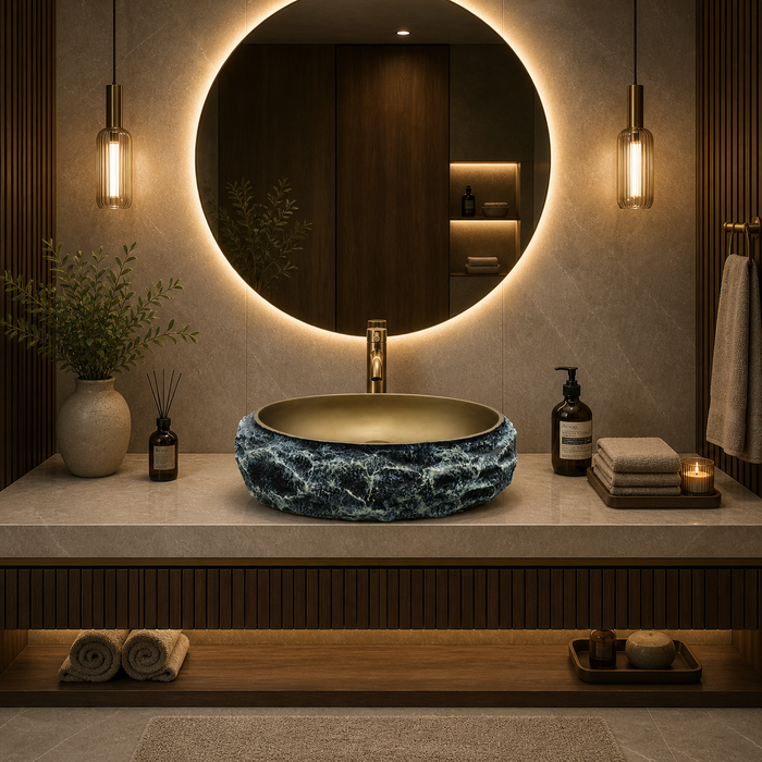 Modern Home Accent Countertop Wash Basin – Matt Artificial Stone Basin | 500×390×150 mm Brown
