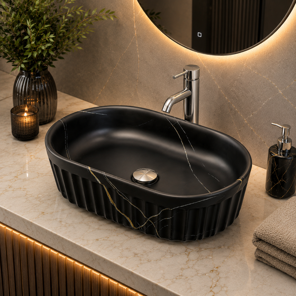 Premium Designer Table top/Counter top Wash Basin/Vessel sink (22x14x6 In) Marble10