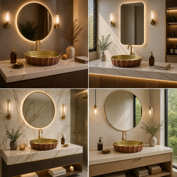 Bassino Textured Oval Countertop Wash Basin – Luxury Designer Vessel Sink (22" x 14.2" x 5.9")
