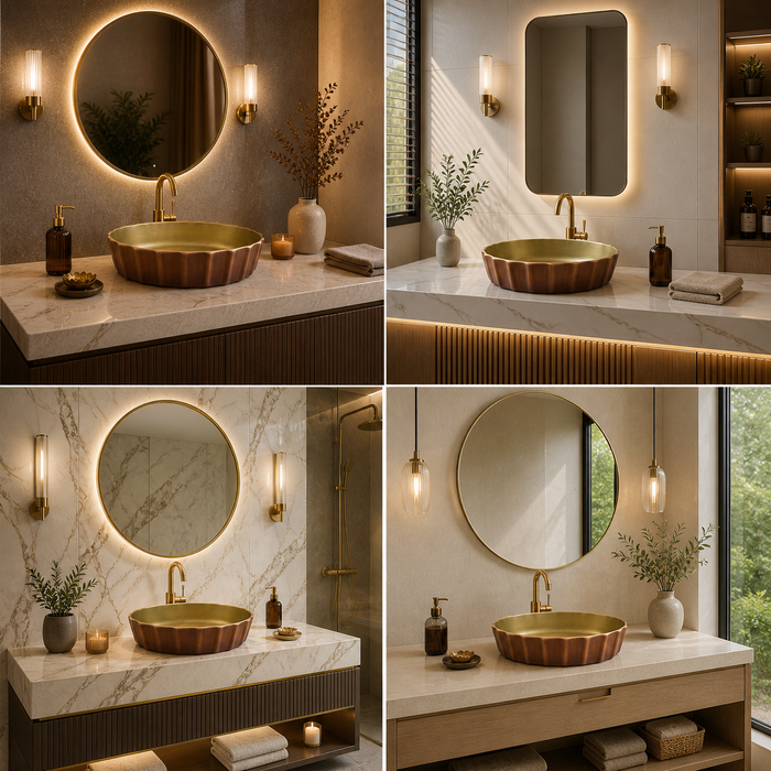 Bassino Textured Oval Countertop Wash Basin – Luxury Designer Vessel Sink (22" x 14.2" x 5.9")